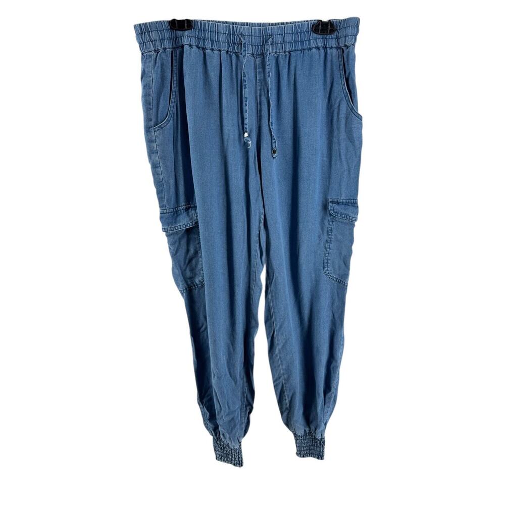 Lascana Women's Blue Lyocell Denim‎ Cargo Jogger Pants Size 10